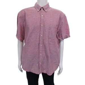 Vineyard Vines Mens Buttoned Down Shirt Red Geometric Short Sleeve Size 2XL
